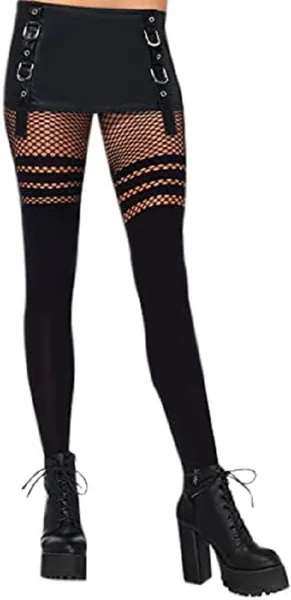 Leg Avenue Women's Striped Fishnet, Black, One Size - 