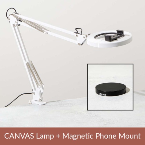 Classic White Canvas Lamp with Desk Clamp