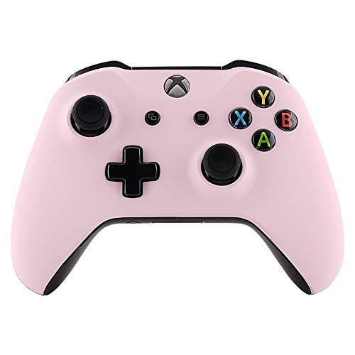 eXtremeRate Cherry Blossoms Pink Faceplate Cover, Soft Touch Front Housing Shell Case, Comfortable Soft Grip Replacement Kit for Xbox One S & Xbox One X Controller (Model 1708) - Cherry Blossoms Pink