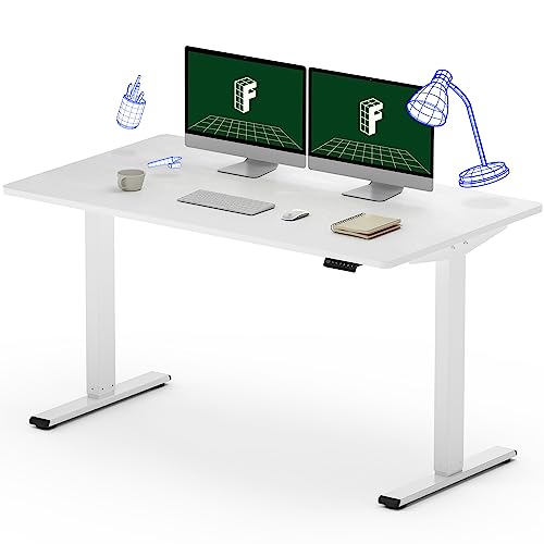 FLEXISPOT EN1 Large Stand Up Desk 55 Inches Whole-Piece Desk Computer Workstation Ergonomic Memory Controller Height Adjustable Standing Desk (White Frame + 55" White Top, 2 Packages) - 55x28" WholePiece - White