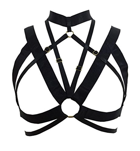 Body Harness Bra cage Plus Size Women's Adjustable Punk Gothic Festival Rave Photography Dance Accessories Clothing (Black-O0258)