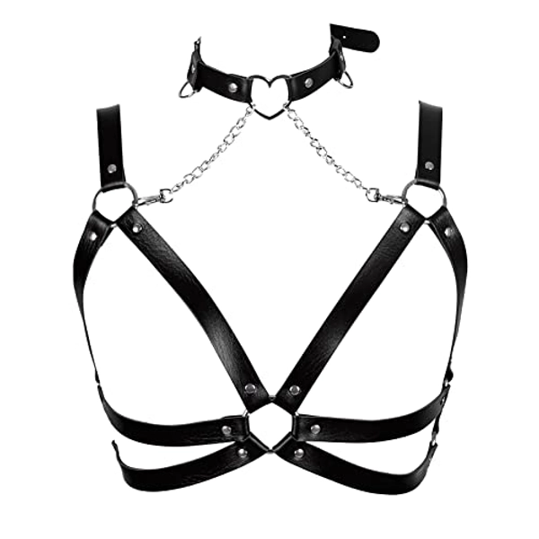 Lingerie cage Chest strap Leather Bra Body chain harness for women Punk Festival rave Dance Rock Photography Waist belt