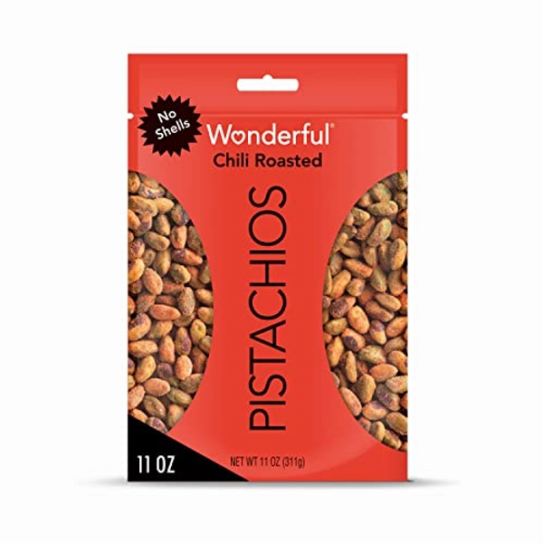 Wonderful Pistachios No Shells, Chili Roasted, 11 Ounce Bag, Protein Snack, Gluten Free, On-the-Go Snack - Chili Roasted - 11 Ounce (Pack of 1)
