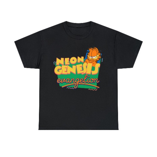 NGE Garfield Neon Genesis Evangelion Essential T-Shirt | Black / M