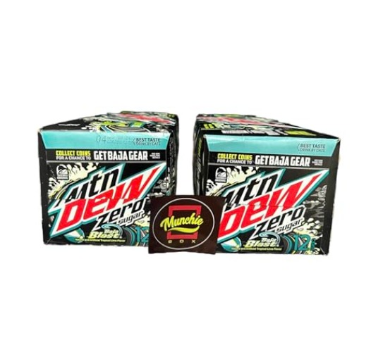 Mtn Dew Baja Blast Tropical Lime -Munchie Box Reserve (Zero Sugar, Pack of (24) 12 Oz Cans) - Zero Sugar - Pack of ( 24 ) 12 Oz Cans