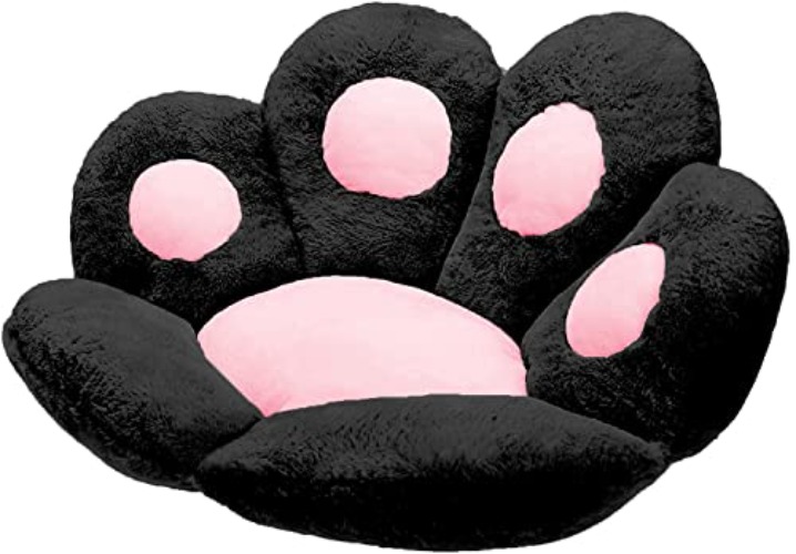 LANPEW Sitzkissen,Katze Pfot Rückenkissen Sitzkissen Cute Cat Paw Stuhlkissen Sitzkissen Plüsch Komfort Sitzpolster Büro Lazy Warm Sitzkissen Bett Tatami Bodenkissen für Home (60x60cm, Schwarz) - 60x60cm - Schwarz
