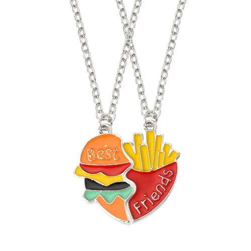 BFF Necklaces for 2 Girls Boys Friendship Gifts for Friends Sisters Besties Matching Hamburger French Fries Best Friend Necklace Funny Birthday Christmas Graduation Gifts for Teens
