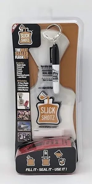 Slick Shotz - 25 Liquor Flask Kit with Battery Powered Heat Sealer