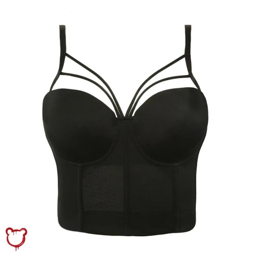 Bella' Black Gothic Cami Crop Top - black / L