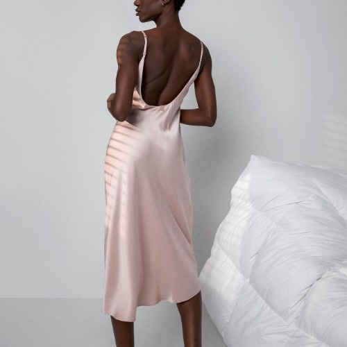 Washable Silk Bias Slip Dress | Delicate Pink / M