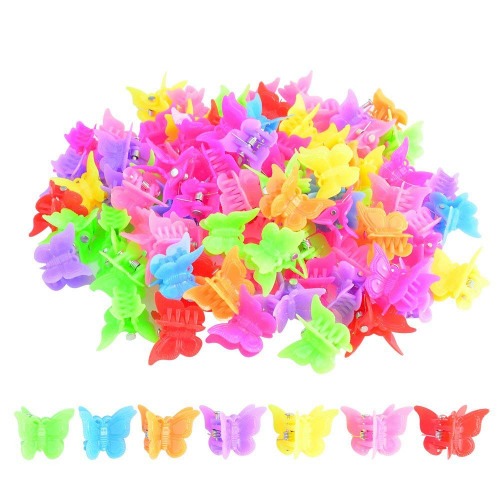100 Packs Assorted Color Butterfly Hair Clips Bantoye Girls Beautiful Mini Butterfly Hair Clips Hair Accessories for Girls and Women Random Color - 