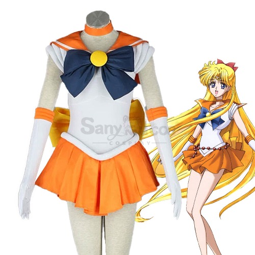 【In Stock】Anime Sailor Moon Cosplay Sailor Venus Minako Aino Battle Suit Cosplay Costume - XL