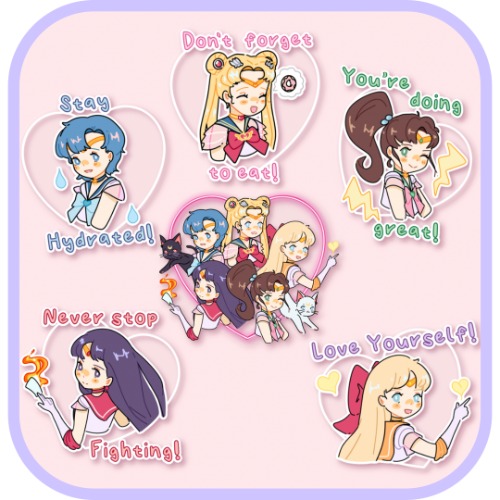 positivity sailor moon stickers - All 6