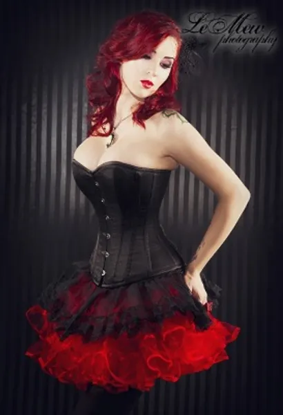 Saloon Overbust Corset in Black Satin