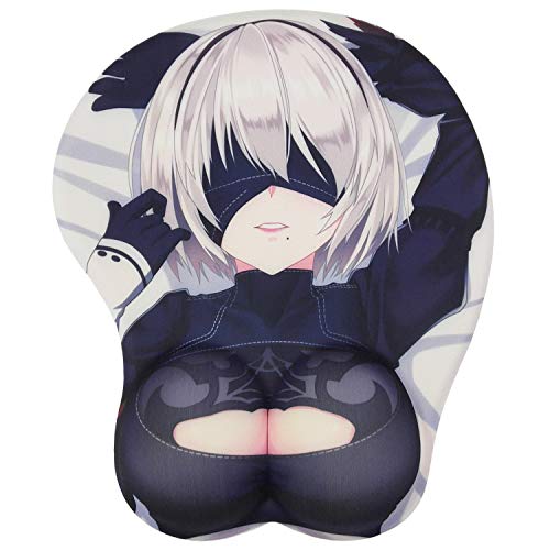 BETOMSPS Computer Mouse Mat Gaming Mouse Pad Anime Ergonomic Cute Mouse Pad with Gel Wrist Support, Non Slip (Black)