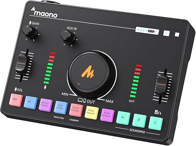 MAONO Streaming Audio Mixer, Audio Interface with Pro-preamp, Bluetooth, Built-in Battery, 48V Phantom Power for Live Streaming, Podcasting, Gaming MaonoCaster AMC2 NEO (MATTE BLACK) - AMC2 NEO MATTE BLACK