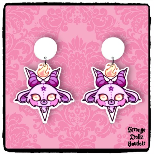 Pastel Goth Baphomet earrings, 925 sterling silver, Pastel Goth, Strange Dollz Boudoir