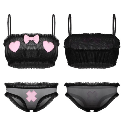 Sweet Mesh Lingerie Set - Black