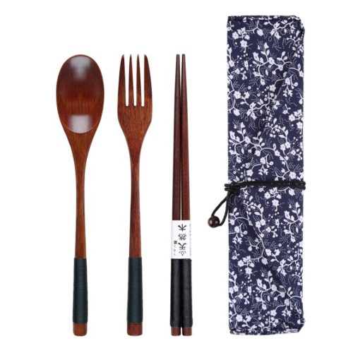 Wooden Cutlery Sets - Blue (Black)