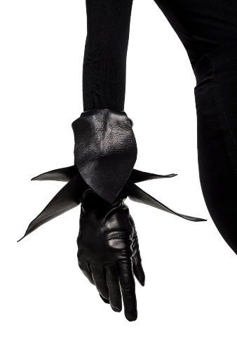 Women's Silk Lined Leather Gloves with Origami Cuff | 7.5 / Black