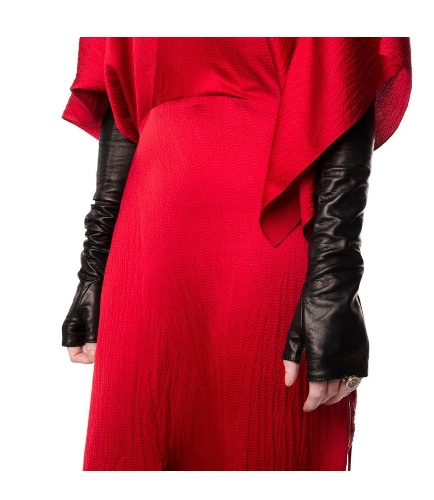 Fergie 16BT - Women's Silk Lined Fingerless Leather Gloves | 7.5 / Black