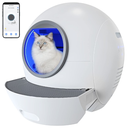 ELS PET Self Cleaning Cat Litter Tray, Automatic Cat Litter Box, App Control 60L Extra-Large Capacity, Smart Cat Litter Box for Multi Cats