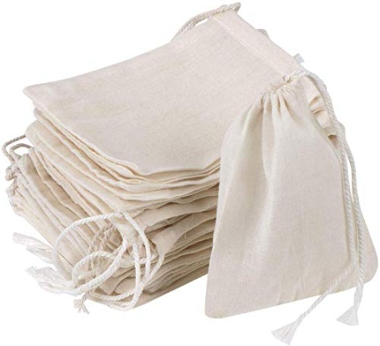 GIYOMI 20 Pcs Muslin Drawstring Bags,Natural Unbleached Cotton Straining Herbs Cheesecloth Bags, Coffee Tea Brew Bags, Soup Gravy Broth Stew Bags, Bone Broth Brew Bags,Spice Bags, 4 x 3 Inches - 4 x 3 inches