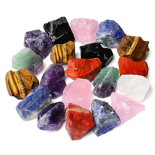 ZHIYUXI 1lb Multicolor 2" Amethyst Rose Quartz Rough Stones Crystals Raw Crystal Bulk Large Crystals and Stones Gemstones Natural Tumbling Rocks for Meditation, Fountain Rocks, Wire Wrapping, Cabbing - A # Multicolor - 1lb