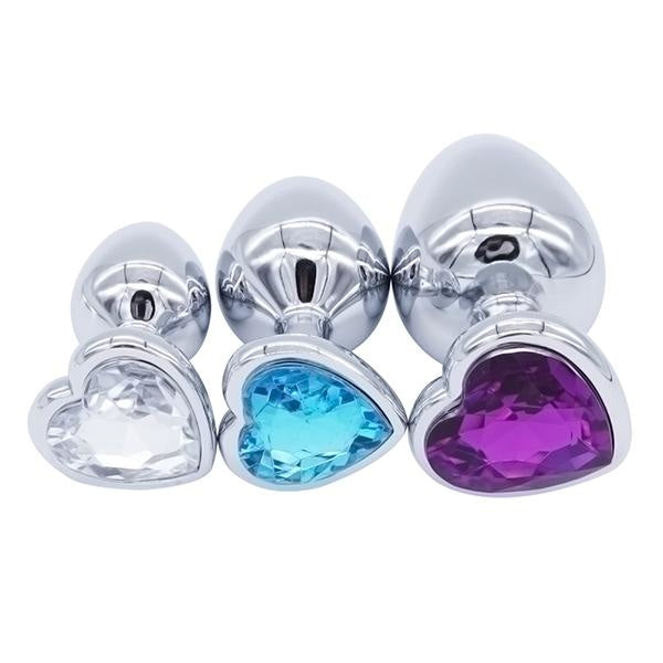 Heart Plugs (3 Piece Set + Many Colors) - White Blue Purple