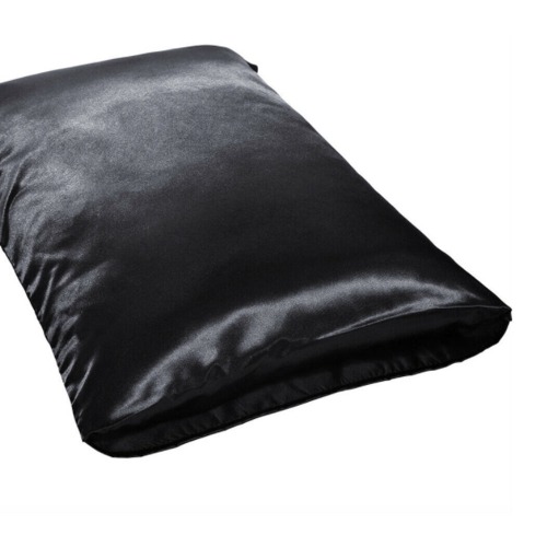 Satin Silk Anti-Aging Pillowcase for Skin & Hair - 2 Pcs - Black / Queen