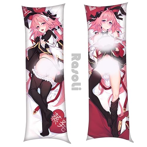 RasoLi Anime Game Fate/Apocrypha Astolfo Girl Hugging Body Pillow Case Cover 150x50cm(59in X 19.6in) Double-Sided Printed Uncensored Peach Skin Dakimakura (A), Standard - A