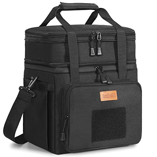 KumYamLO Tactical Lunch Box for Men,Large Insulated Waterproof Reusable Cooler Bag 24can，Women,Work,Outdoor,Picnic,Finishing,Molle Webbing and Adjustable Shoulder Straps.(Black)… - Black1