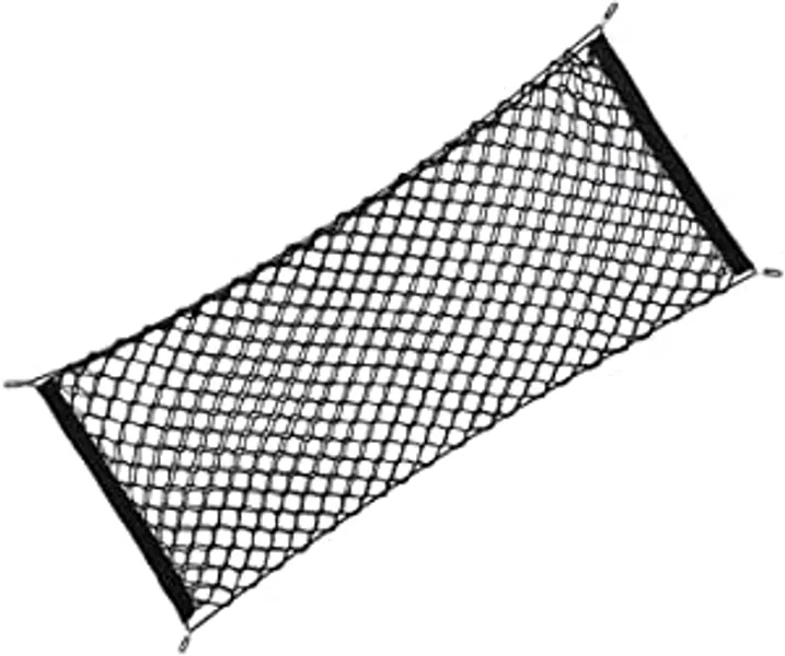 zxbaers Adjustable Elastic Heavy Duty Cargo Net - Nylon Car Trunk Rear Cargo Organizer - for Car, SUV, Truck - Black