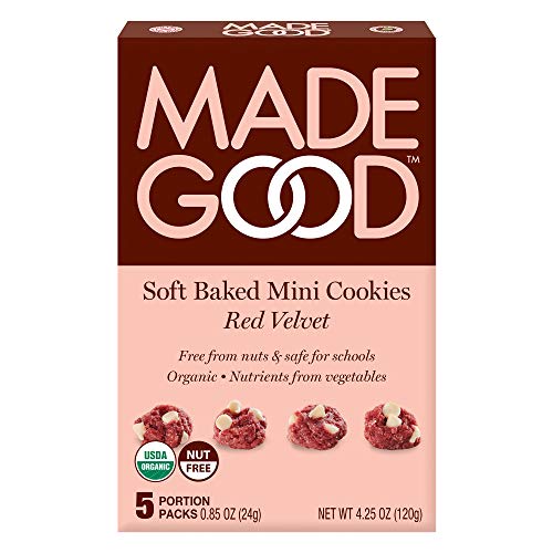 MadeGood Red Velvet Soft-Baked Cookies, 0.85oz Each, Organic Snacks