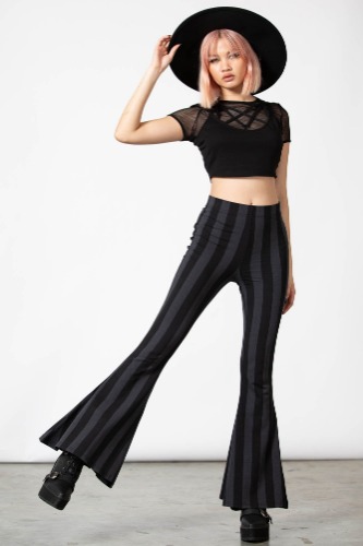 Inferno Room Flares [GREY STRIPE] | M / Grey Stripe / 94% Cotton 6% Elastane