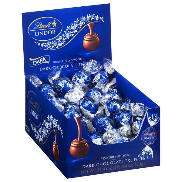 Lindt LINDOR Dark Chocolate Truffles, Dark Chocolate Candy with Smooth, Melting Truffle Center, Easter Basket Stuffers, 25.4 oz., 60 Count