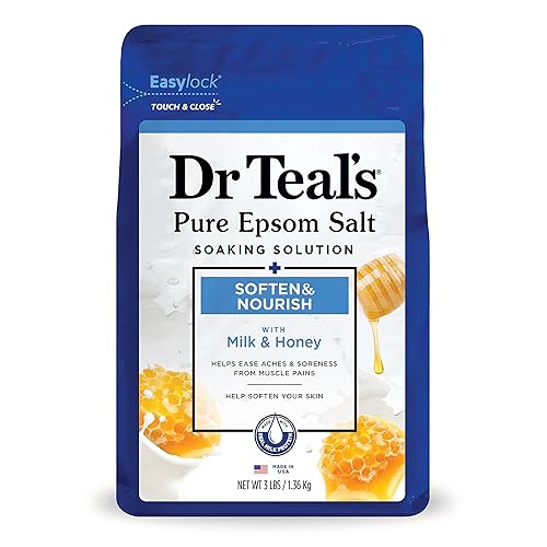Dr Teal's Epsom Salt Soaking Solution, Soften & Nourish with Milk and Honey, 48 Oz (Packaging May Vary)