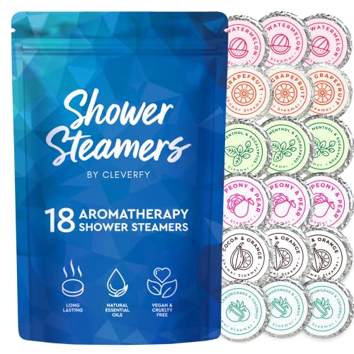 Cleverfy Shower Steamers Aromatherapy - 18 Pack of Shower Bombs with Essential Oils. Self Care Stocking Stuffers for Women and Teens and Christmas Gifts for Women. Blue Set - Blue 18-pack - 18 Count (Pack of 1)
