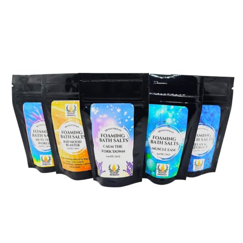 Wildfire Aromatics Variety Gift Set of 5 Foaming Bath Salts, bubble bath sample set
