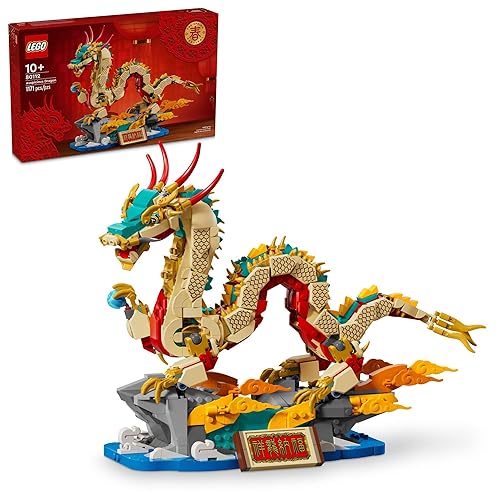 LEGO Spring Festival Auspicious Dragon Buildable Figure, Dragon Toy Building Set, Great Spring Festival Decoration or Unique Gift for Boys and Girls Ages 10 and Up, 80112 - Multicolor