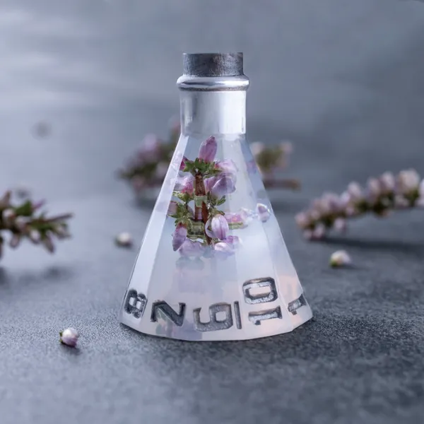 Heather potion - Flower set of 7 Potion dice, Floral bottle dice set, Alchemist Bottle for RPG, dnd plant unusual dice set.