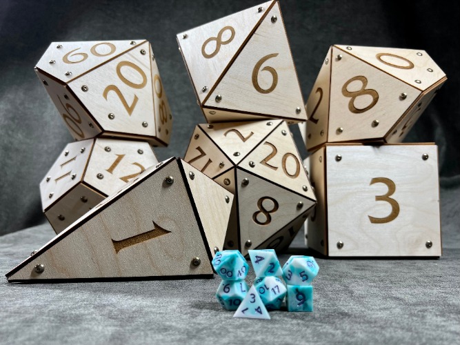 Set of 7 Giant Dice - Assembled / They do NOT open