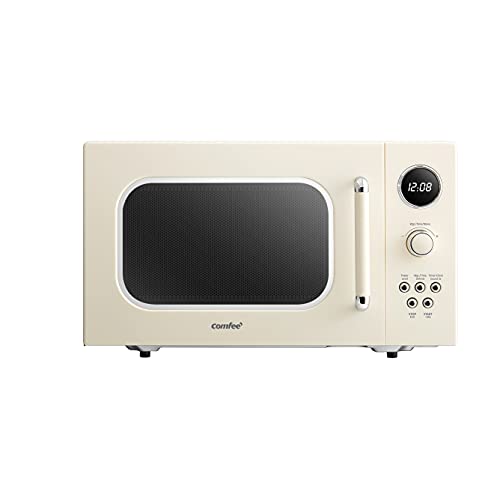 COMFEE' CM-M092AAT Retro Microwave with 9 Preset Programs, Fast Multi-stage Cooking, Turntable Reset Function Kitchen Timer, Mute Function, ECO Mode, LED digital display, 0.9 cu.ft, 900W, Apricot - 0.9 Cu.Ft Apricot