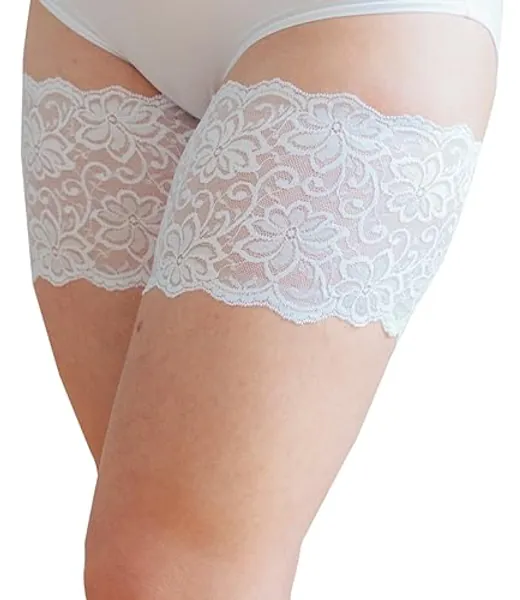 Bandelettes Patented Trademarked Original Elastic Anti-Chafing Thigh Bands - White Dolce - Medium