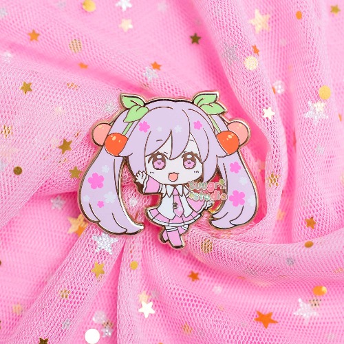 Virtual Vocalist Sakura Miku Hard Enamel Pin - Magenta Pink / [A Grade] / Simple Rubber Back