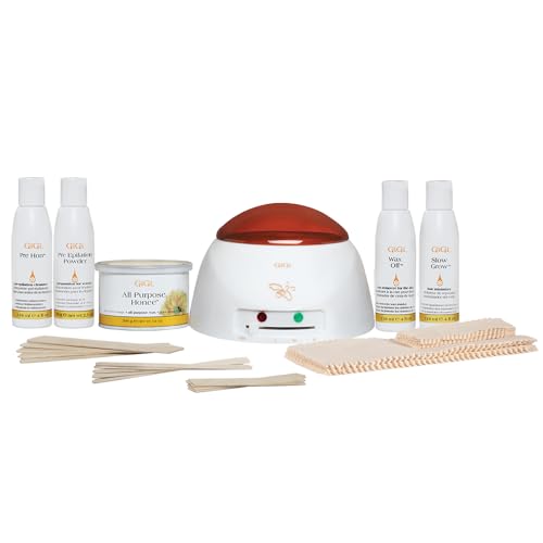 GiGi Student Starter Hair Removal Kit, Ultimate Waxing Set for Beginners, For Brows, Upper Lip, Underarms, Chest, Legs, and Bikini Area, with Post and Pre Wax Treatments, for All Skin & HairTypes - Student Starter