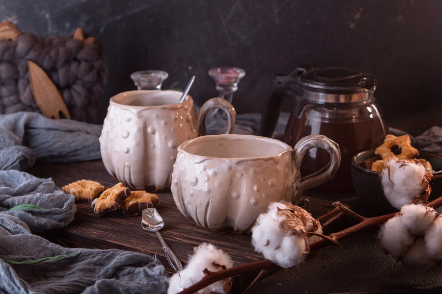 Pumpkin Coffee Mugs, Handmade Pottery Mugs, Halloween Coffee Mug, Fall Coffee Mugs, Handthrown Pottery Mugs, White Pumpkin Decor, Mimi Gift