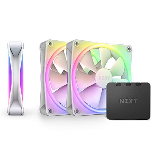 NZXT F120 RGB Duo Triple Pack - 3 x 120mm Dual-Sided RGB Fans with RGB Controller – 20 Individually Addressable LEDs – Balanced Airflow and Static Pressure – Fluid Dynamic Bearing – PWM – White - Triple Pack