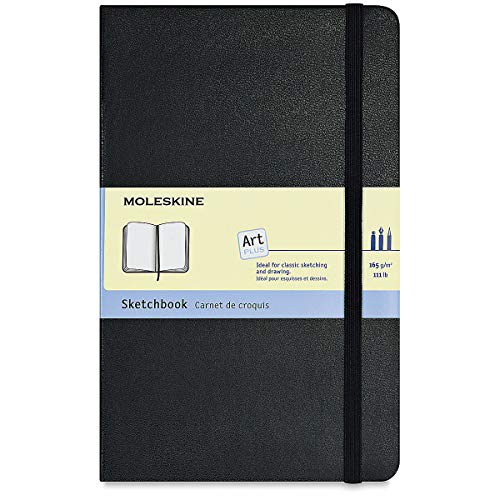 Moleskine Art Sketchbook, Hard Cover, Large (5" x 8.25") Plain/Blank, Black, 104 Pages - Black - Large