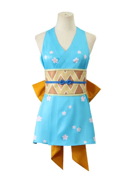 One Piece Nami Cosplay Costume Blue Kimono Dress Set